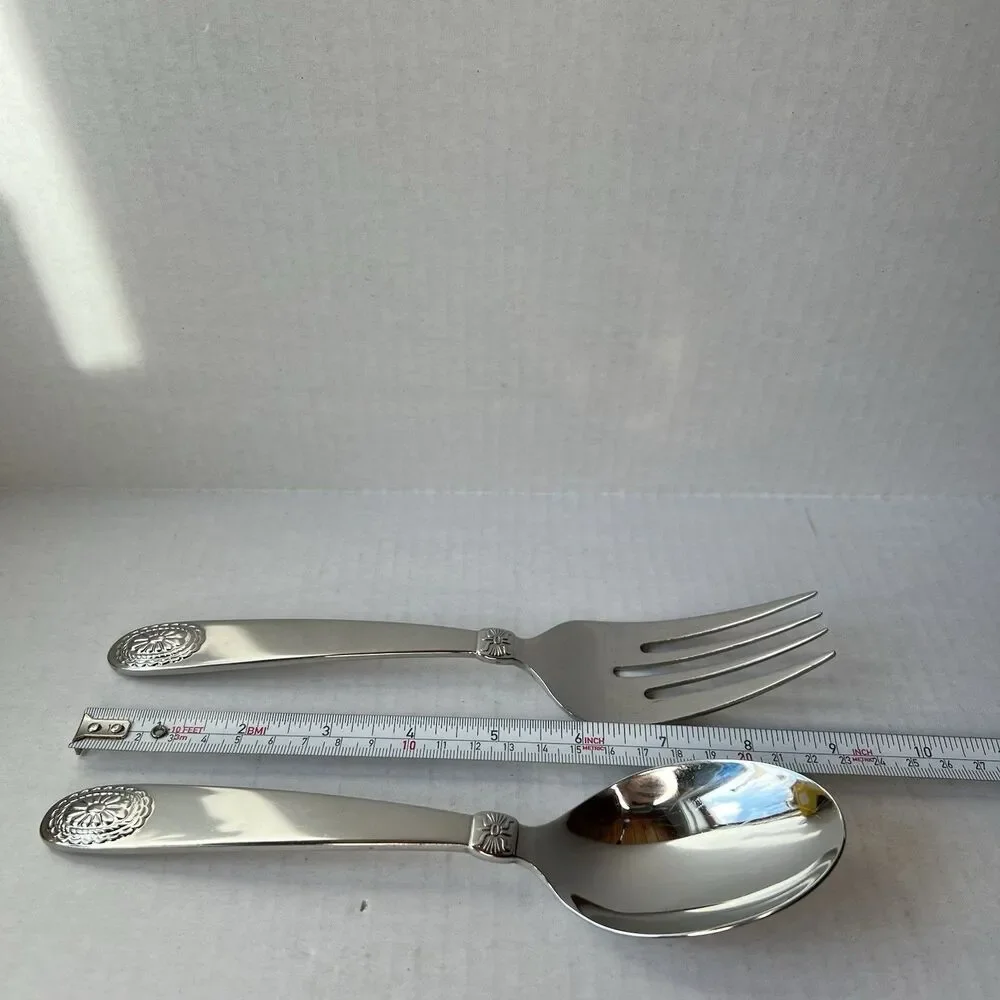Ralph Lauren TELLURIDE Serving Spoon & Fork Stainless Steel Flatware Korea 1995